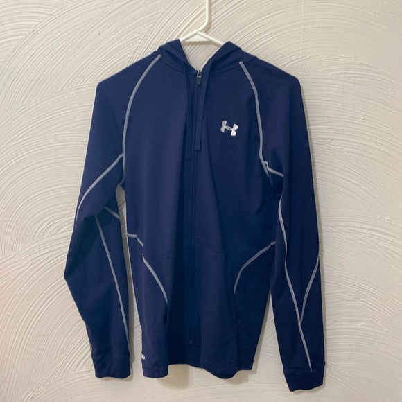 Under Armour full zip up jacket small long sleeve blue women's coat heat gear - Picture 3 of 6